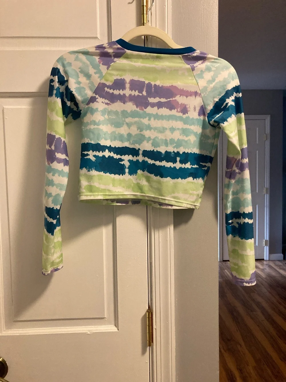 art class Girls Tie-Dye Long Sleeve Rashguard - Blue, Purple & Green